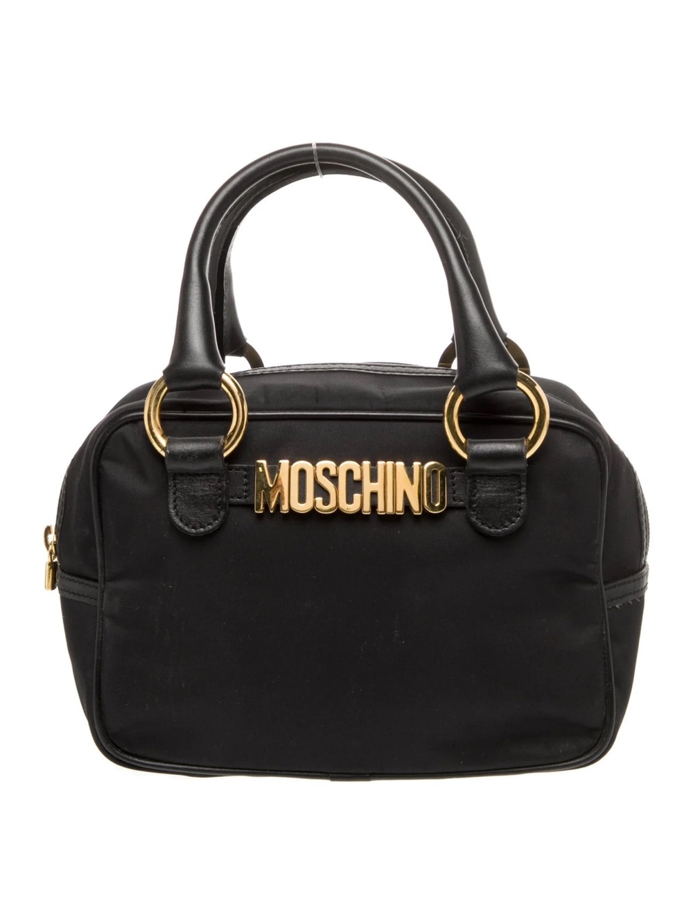 Moschino Black Satchel with Gold Logo & Hardware